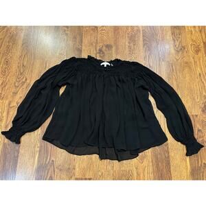 LoveShackFancy Women's Fernanda Blouse Black Size Medium Designer Finds